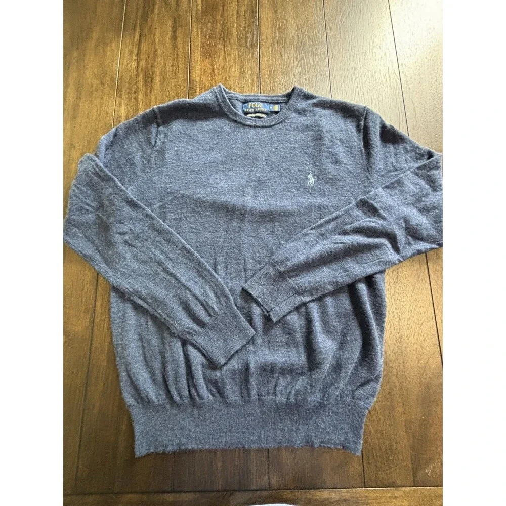 Polo Ralph Lauren Navy Blue Lightweight Washable Merino Wool Sweater Men’s M